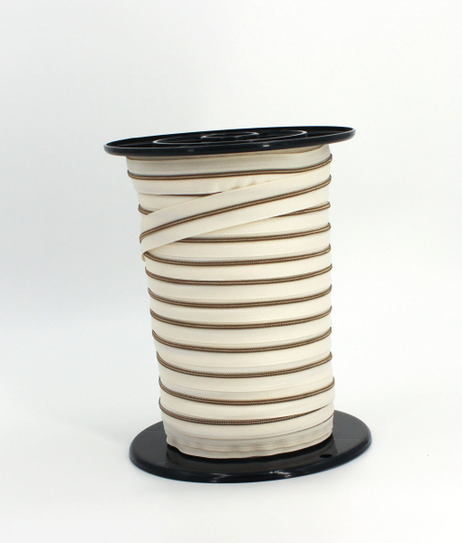 Reißverschluss endlos,  metallisiert schmal naturweiß/messing-antik (1m)